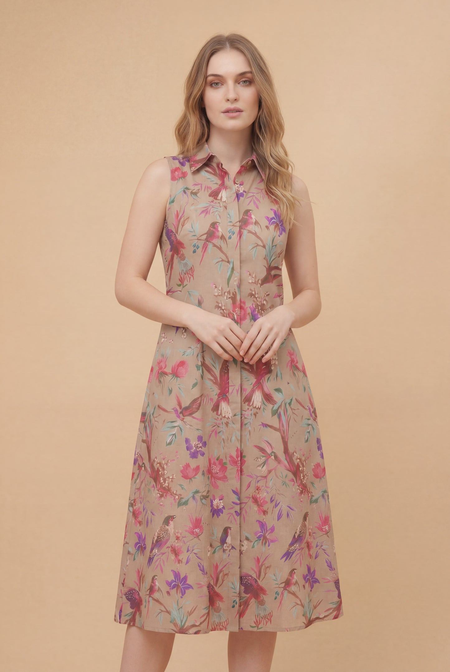 Tropical Bloom Shirt Dress
