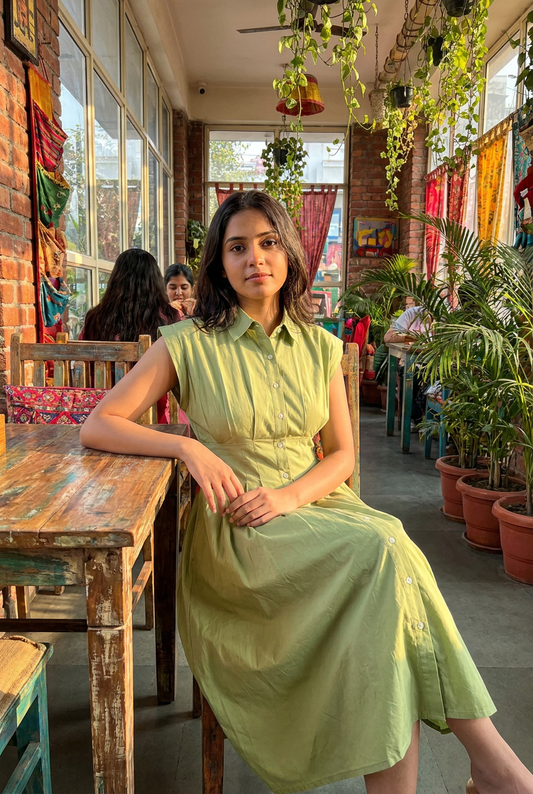 Sage Elegance Midi Dress