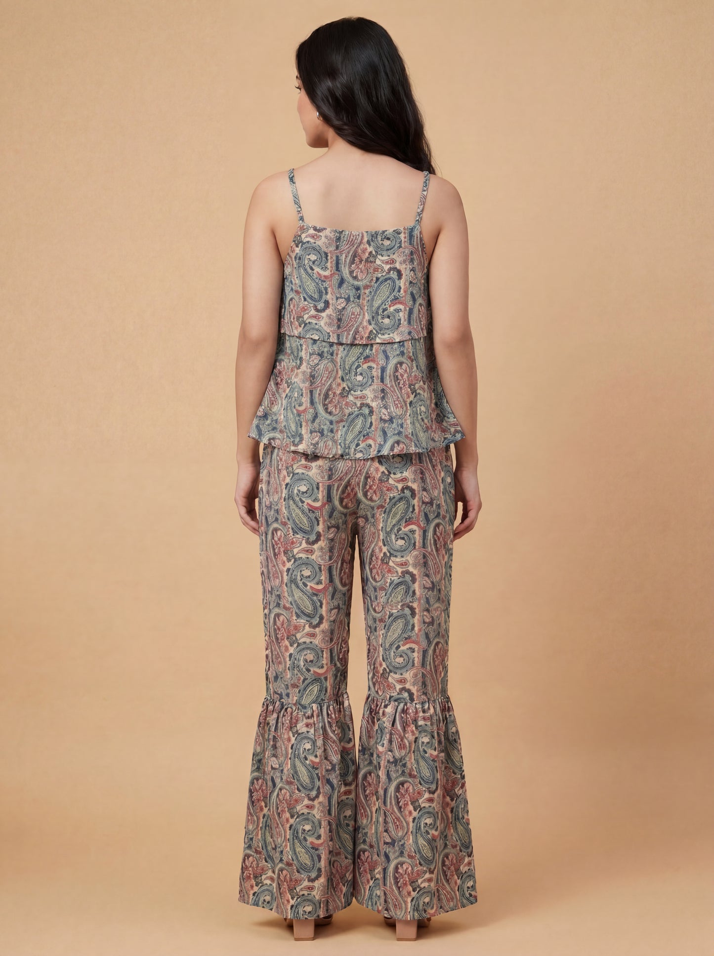 Paisley Print Cami & Flared Pants Co-ord Set