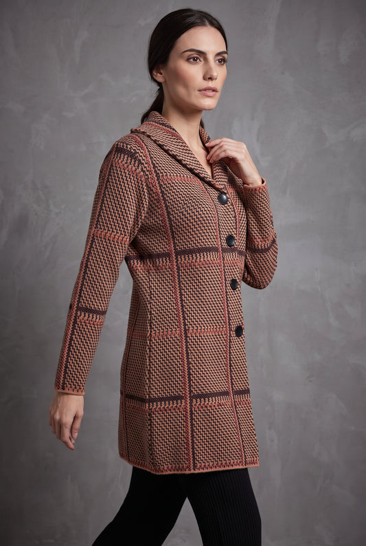 Rust Tartan Cardigan