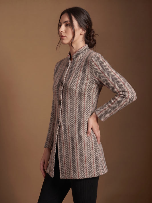 Cinder Herringbone Cardigan
