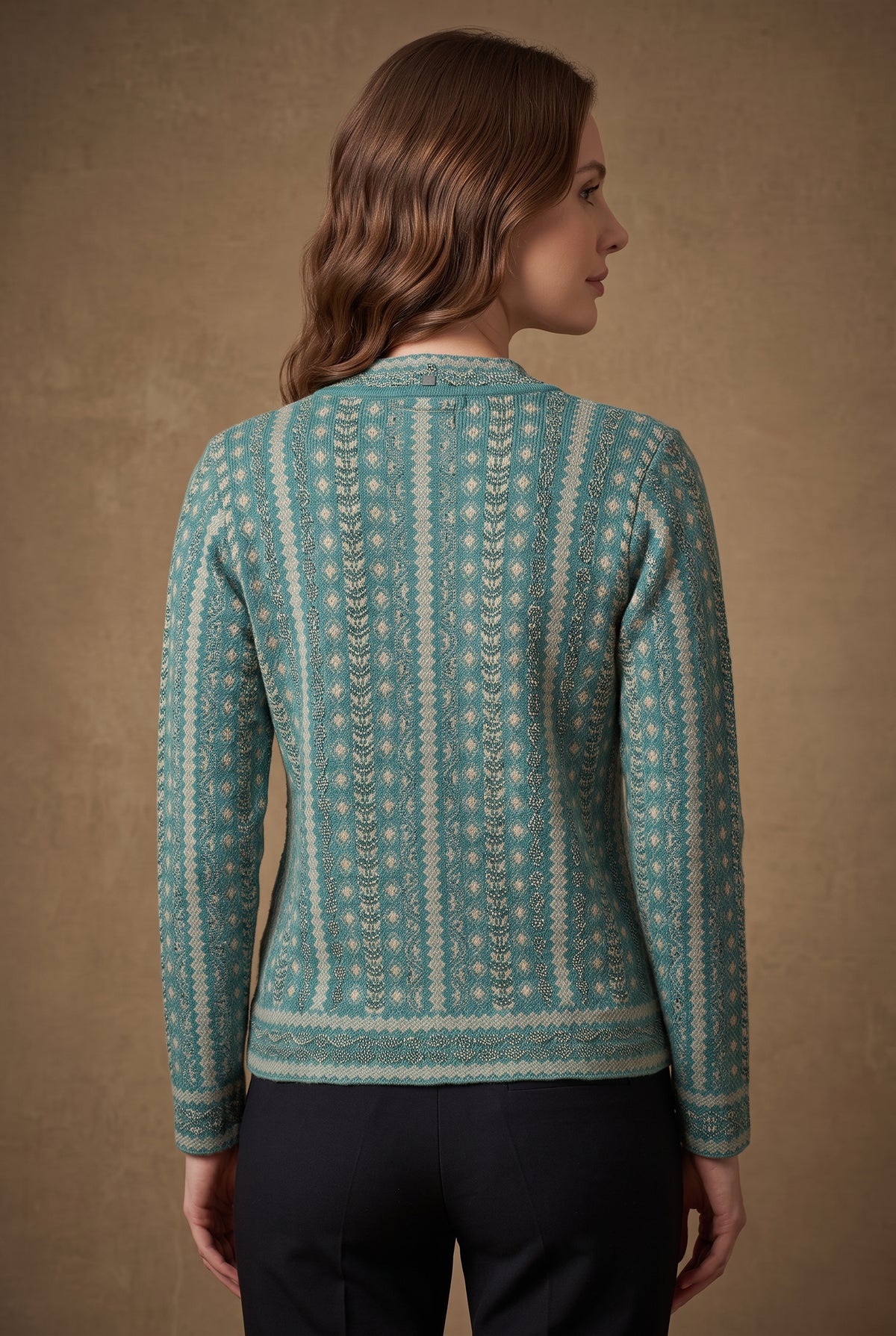 Teal Nordic Stripe Cardigan