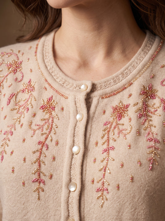 Cream Scallop Cardigan