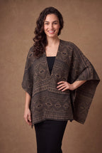 Mocha Aztec Diamond Jacquard Poncho Cape 2
