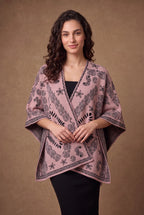 Rose Pink Paisley Jacquard Poncho Cape 2