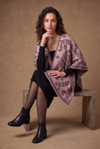 Rose Pink Paisley Jacquard Poncho Cape 1