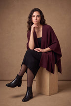 Lachi Women's Maroon Plain Knit Open Front Shrug