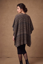 Mocha Aztec Diamond Jacquard Poncho Cape 3