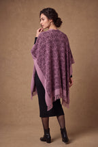 Lachi Women's Damask Jacquard Fringed Poncho Cape