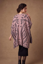Rose Pink Paisley Jacquard Poncho Cape 3