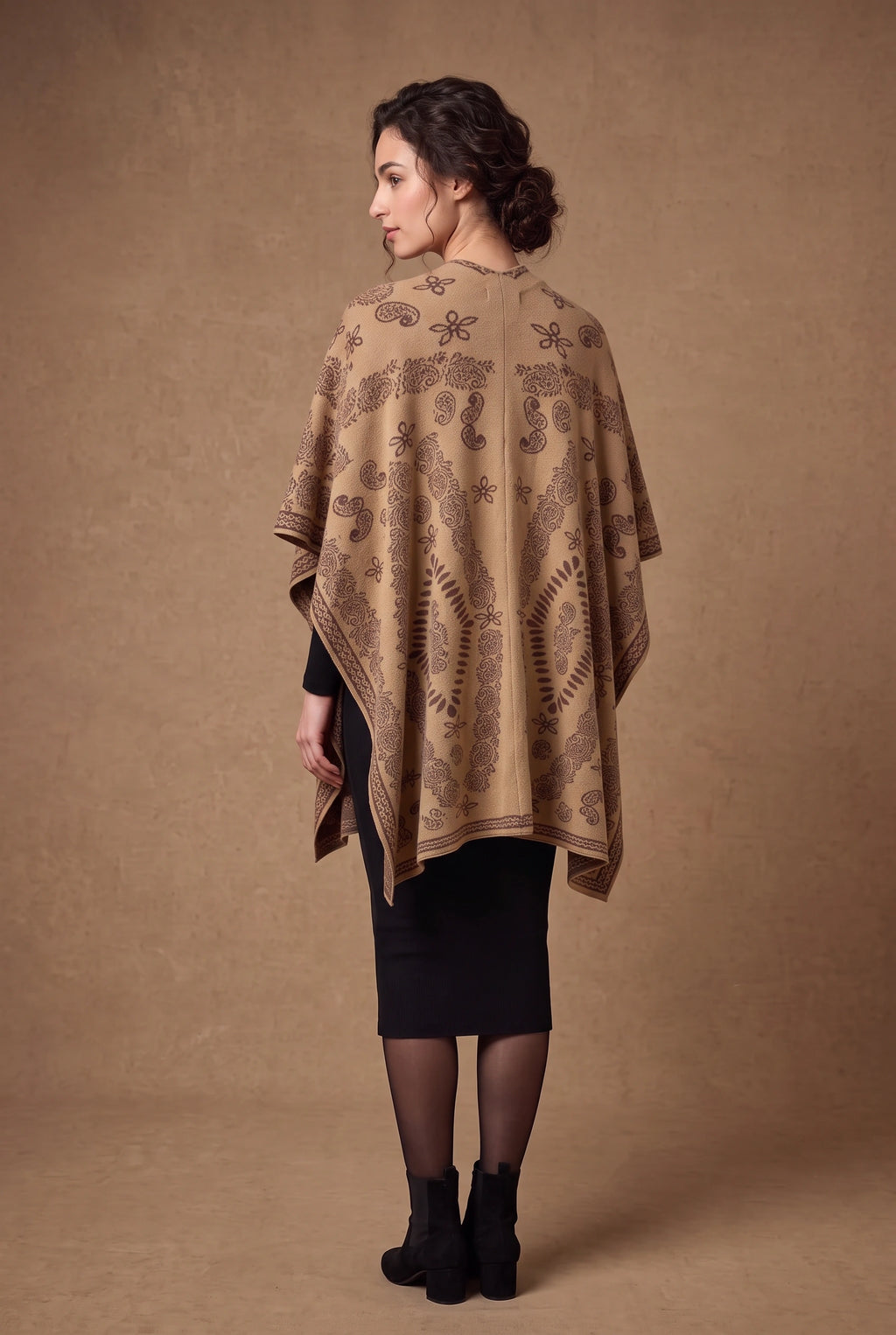 Lachi Women's Paisley Jacquard Open Front Poncho Cape