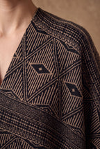 Mocha Aztec Diamond Jacquard Poncho Cape 4