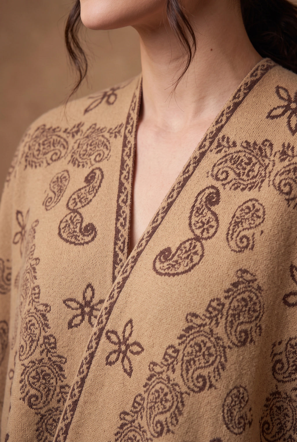 Lachi Women's Paisley Jacquard Open Front Poncho Cape