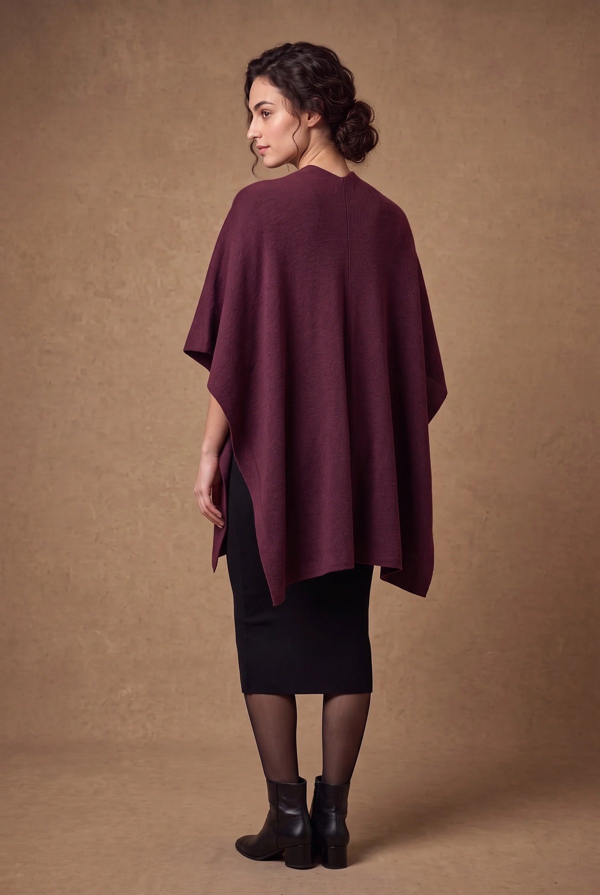 Lachi Women's Maroon Plain Knit Open Front Shrug