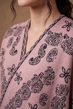 Rose Pink Paisley Jacquard Poncho Cape 4