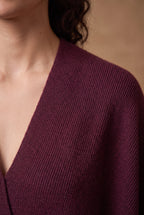 Lachi Women's Maroon Plain Knit Open Front Shrug