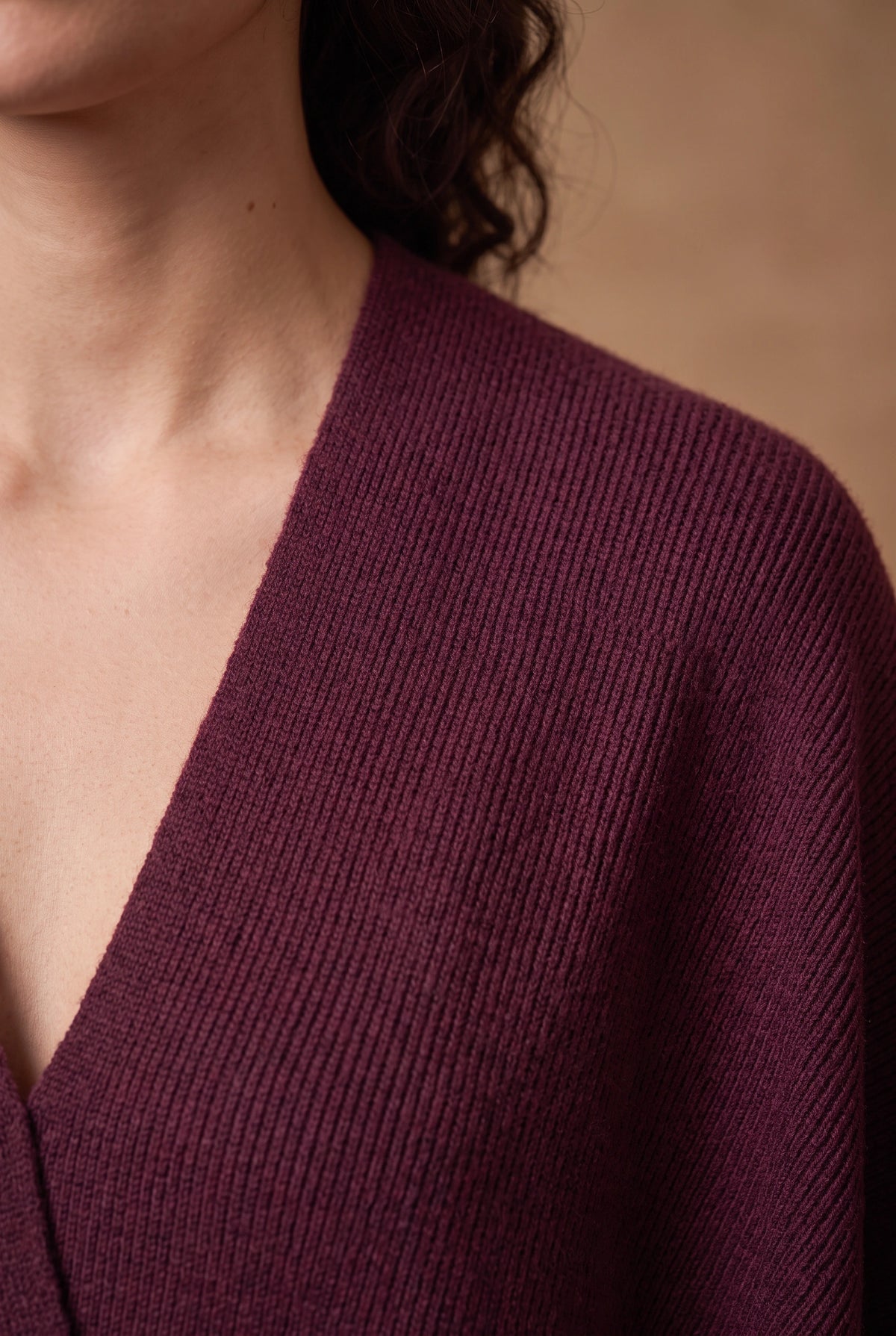 Lachi Women's Maroon Plain Knit Open Front Shrug