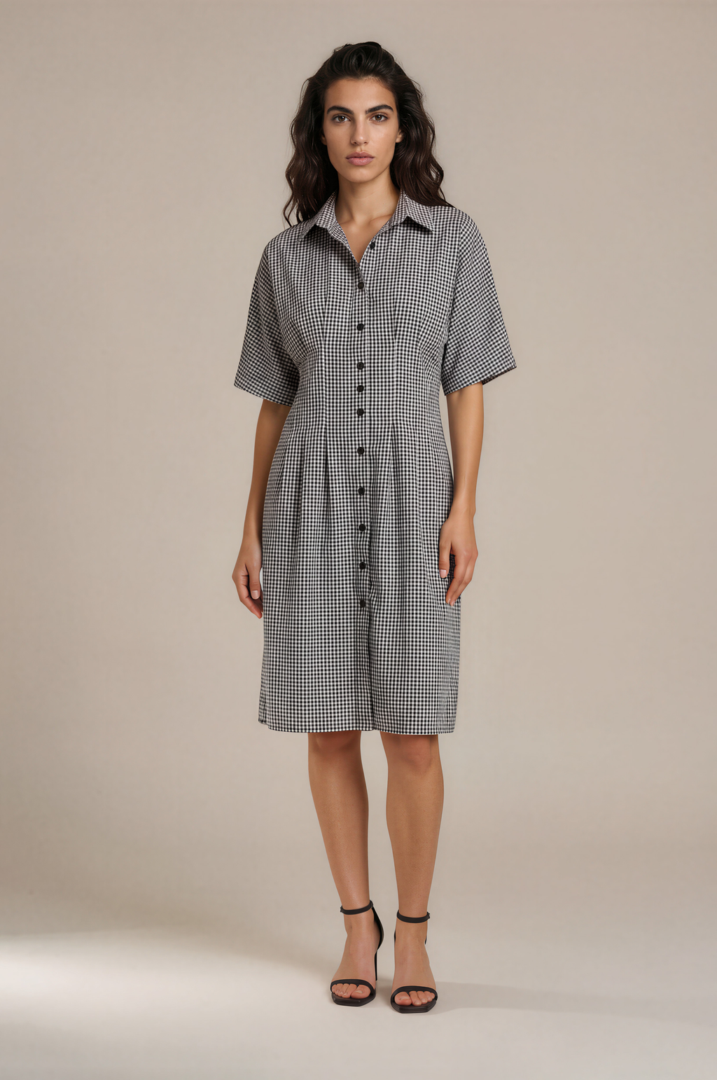 Lachi Women's Monochrome Gingham Check Cotton Shirt Dress