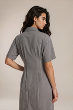 Lachi Women's Monochrome Gingham Check Cotton Shirt Dress