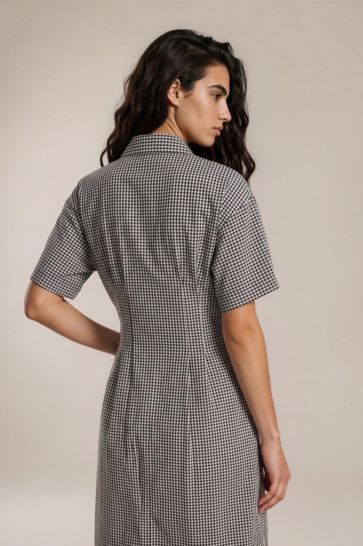 Lachi Women's Monochrome Gingham Check Cotton Shirt Dress