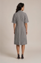 Lachi Women's Monochrome Gingham Check Cotton Shirt Dress