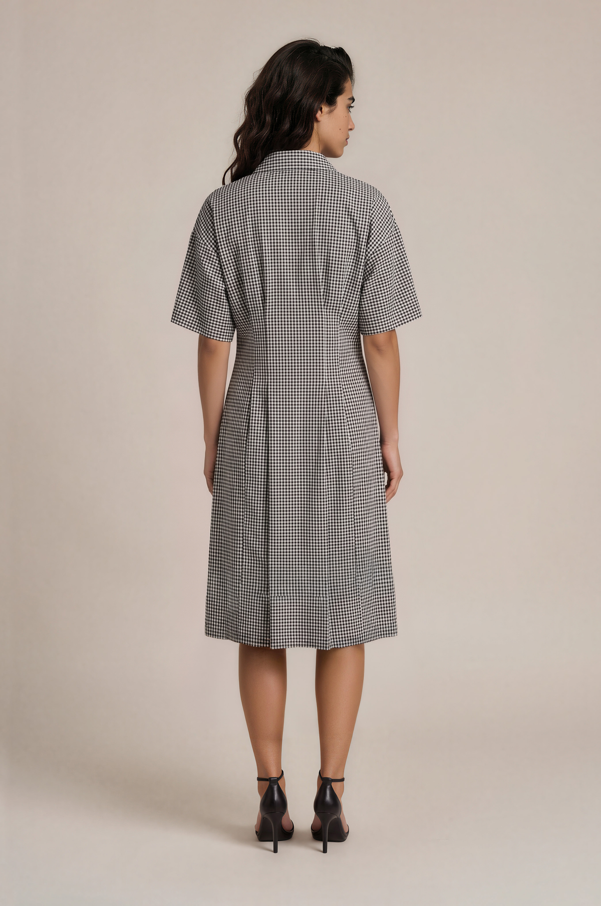 Lachi Women's Monochrome Gingham Check Cotton Shirt Dress