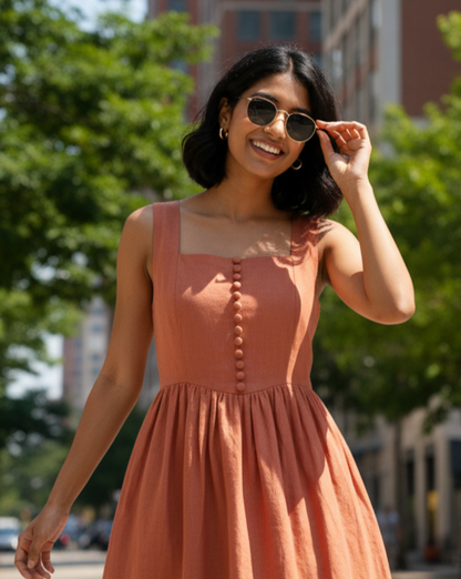 Terracotta Grace Midi Dress