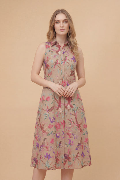 Tropical Bloom Shirt Dress