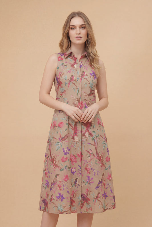 Tropical Bloom Shirt Dress