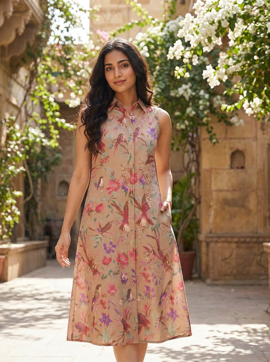 Tropical Bloom Shirt Dress