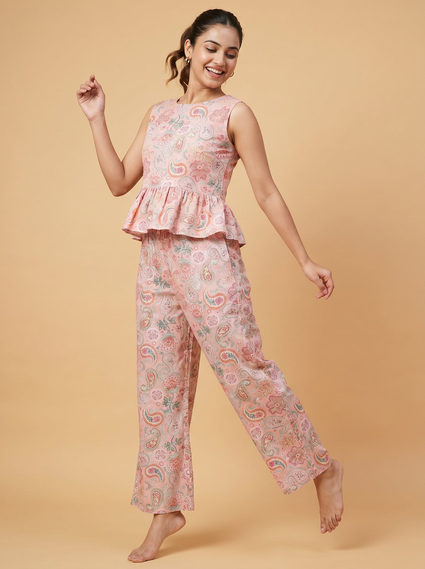 Floral Print Peplum Co-ord Set
