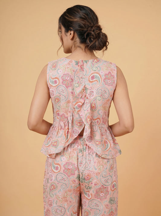 Floral Print Peplum Co-ord Set