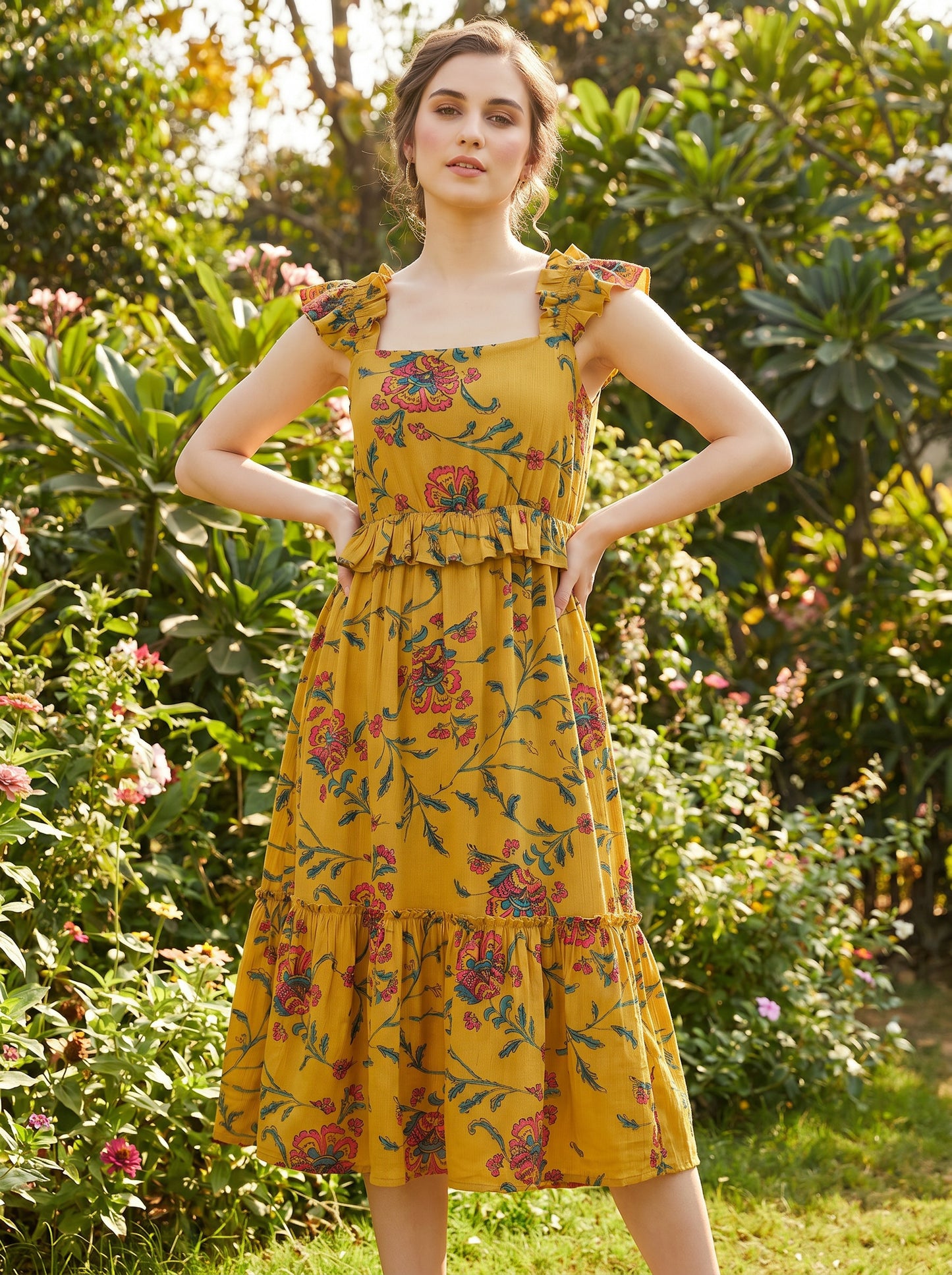 Amber Blossom Frill Dress