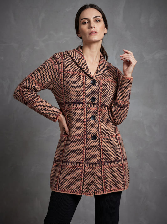 Rust Tartan Cardigan
