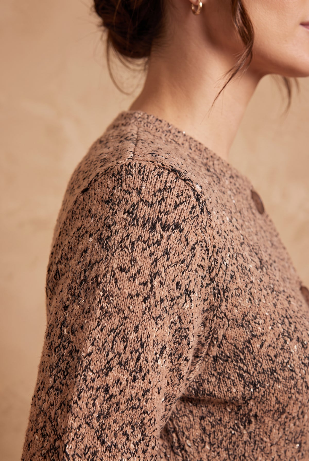Lachi Women's Toffee Marl Acrylic Knit Cardigan