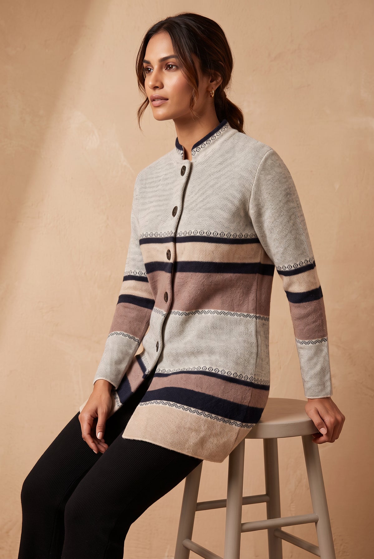 Lachi Women's Nordic Frost Pattern Acrylic Knit Cardigan