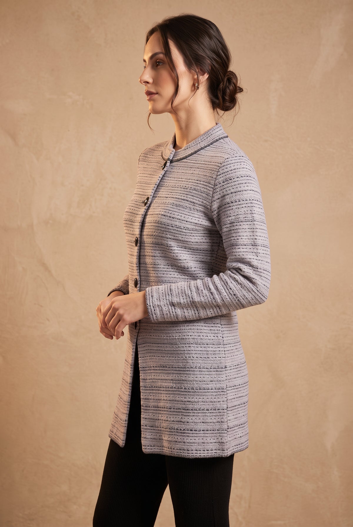 Lachi Women's Silver Marl Acrylic Knit Cardigan