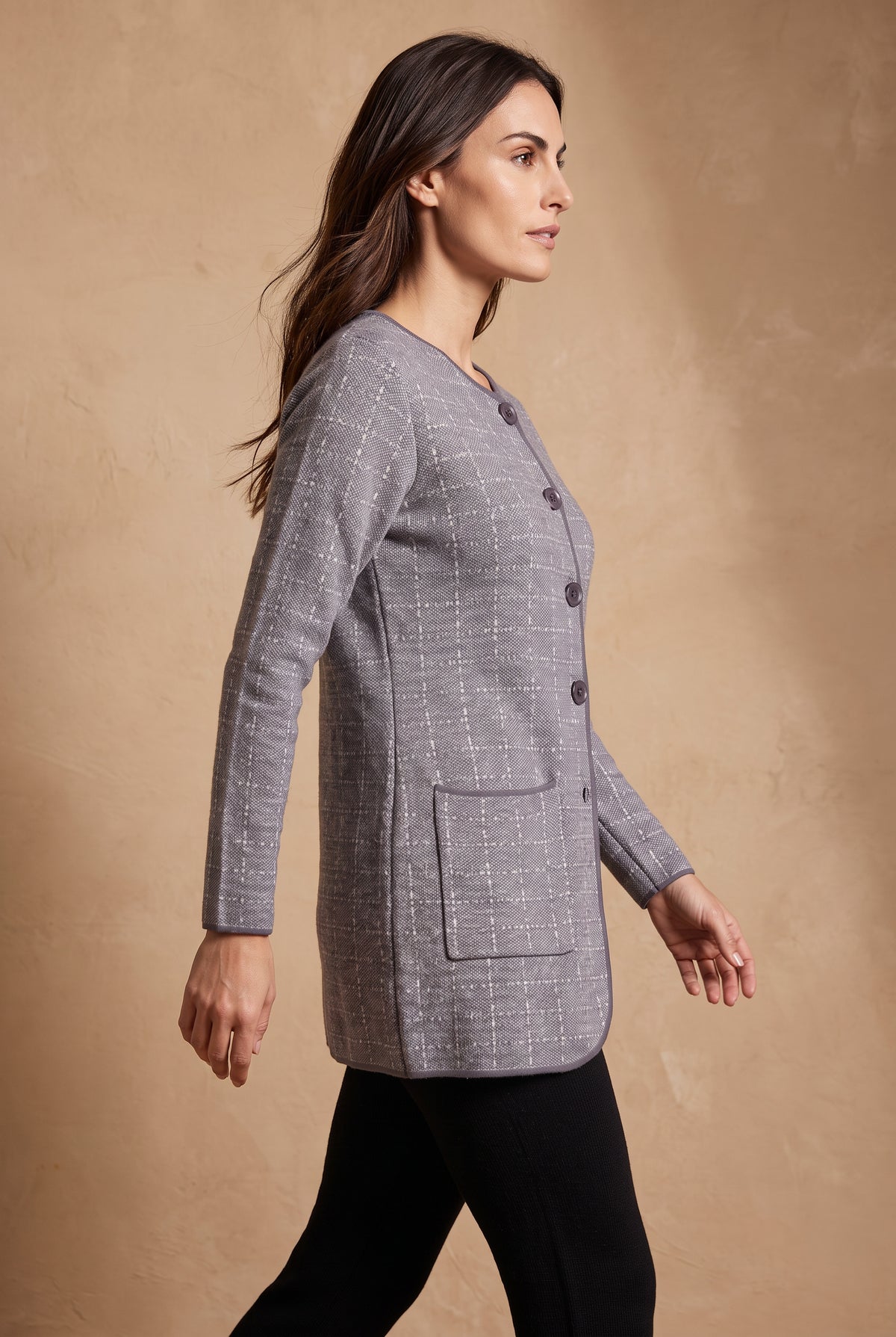 Pewter Check Cardigan