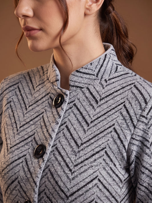 Silver Chevron Cardigan