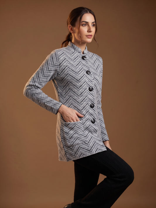 Silver Chevron Cardigan