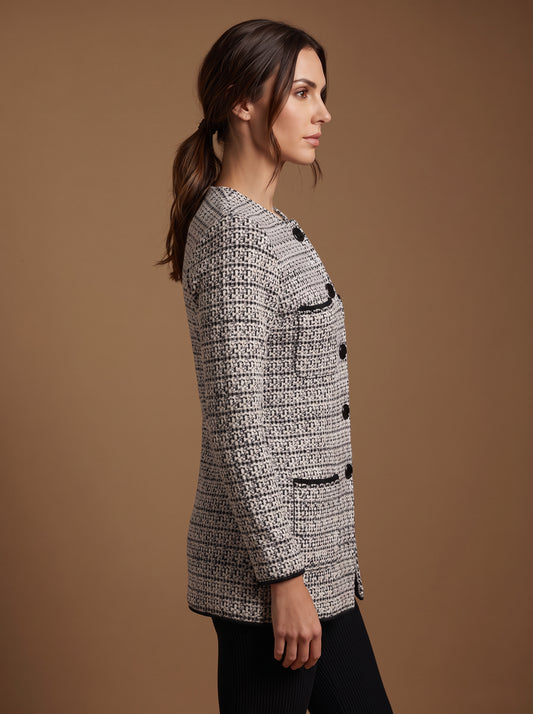 Monochrome Tweed Cardigan