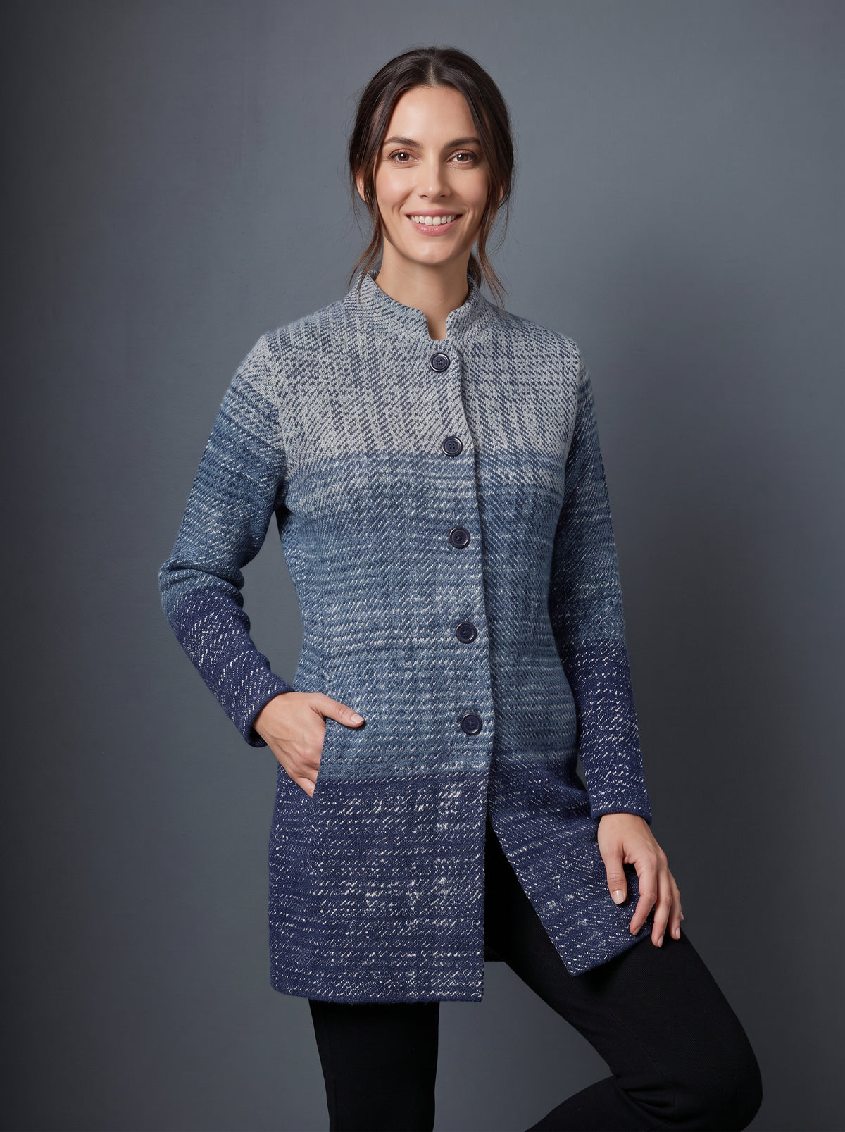 Lachi Women's Indigo Ombre Nylon Acrylic Coatigan