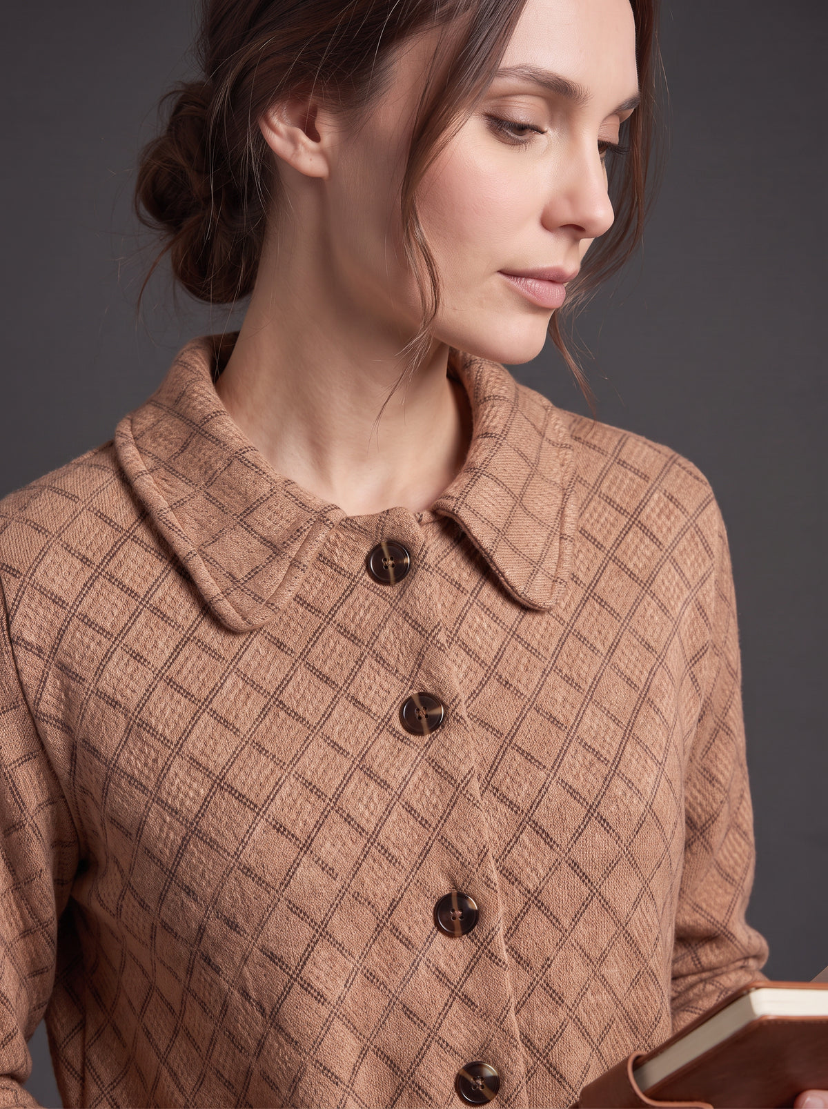 Lachi Women's Camel Diamond Knit Cardigan