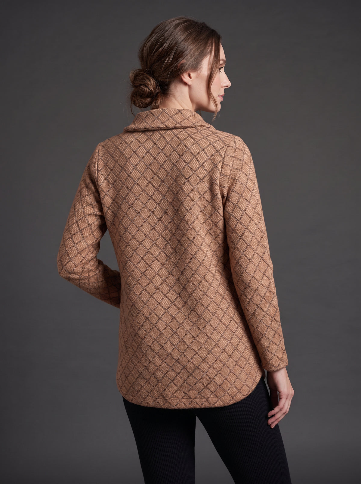 Lachi Women's Camel Diamond Knit Cardigan