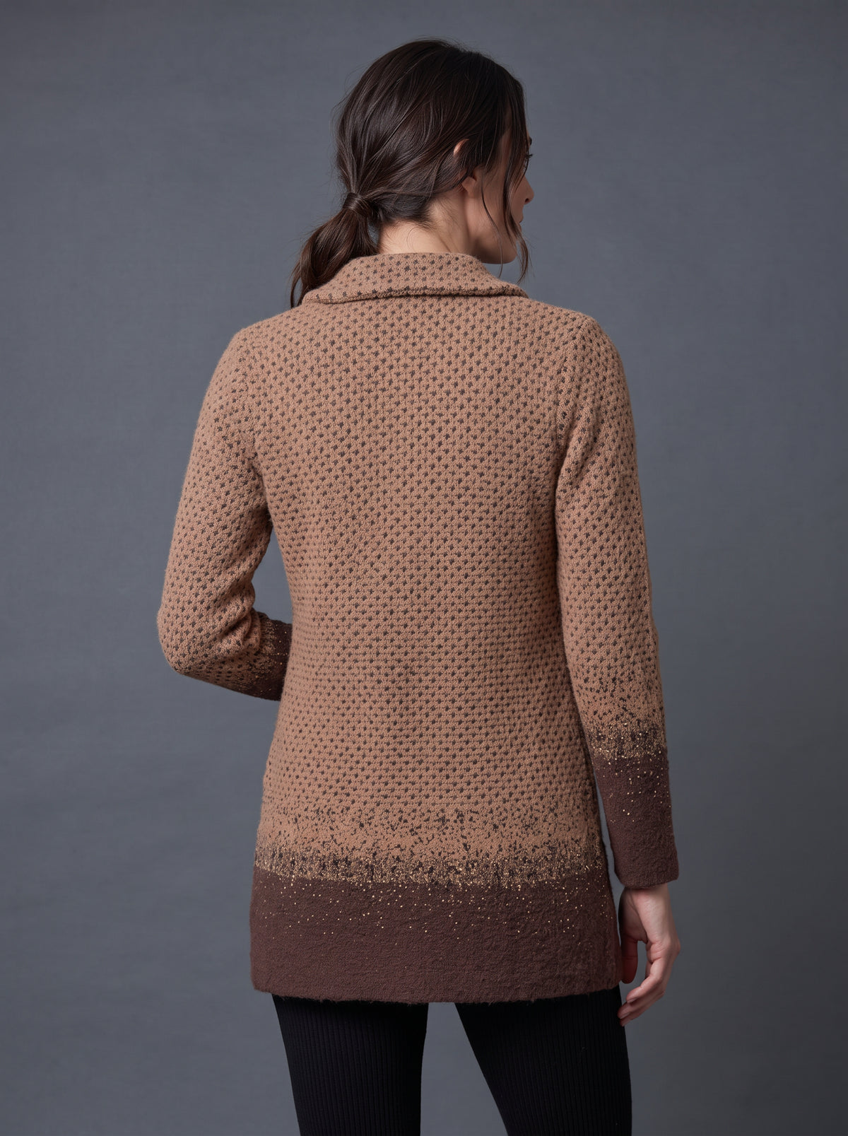 Lachi Women's Chestnut Colourblock Knitted Cardigan