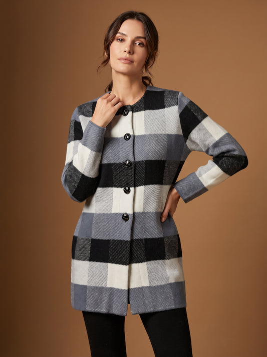 Slate Check Cardigan