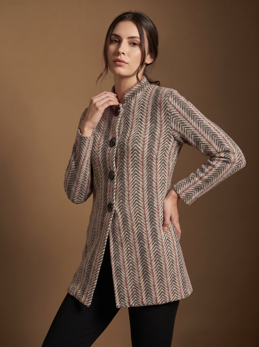 Cinder Herringbone Cardigan