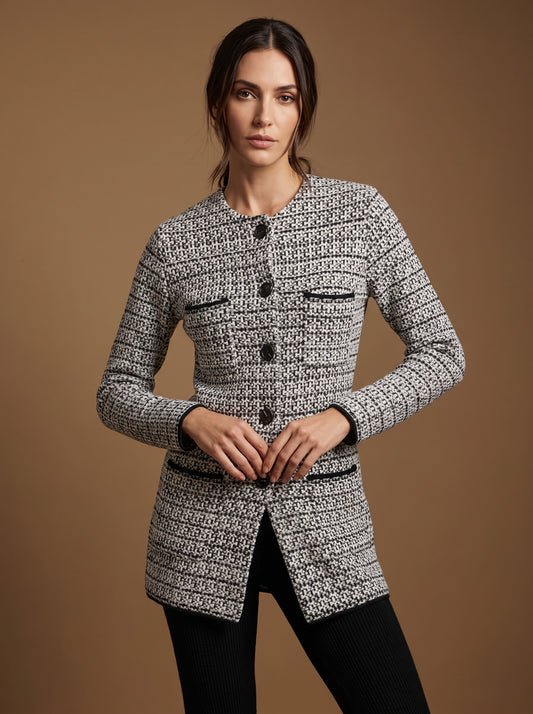 Monochrome Tweed Cardigan