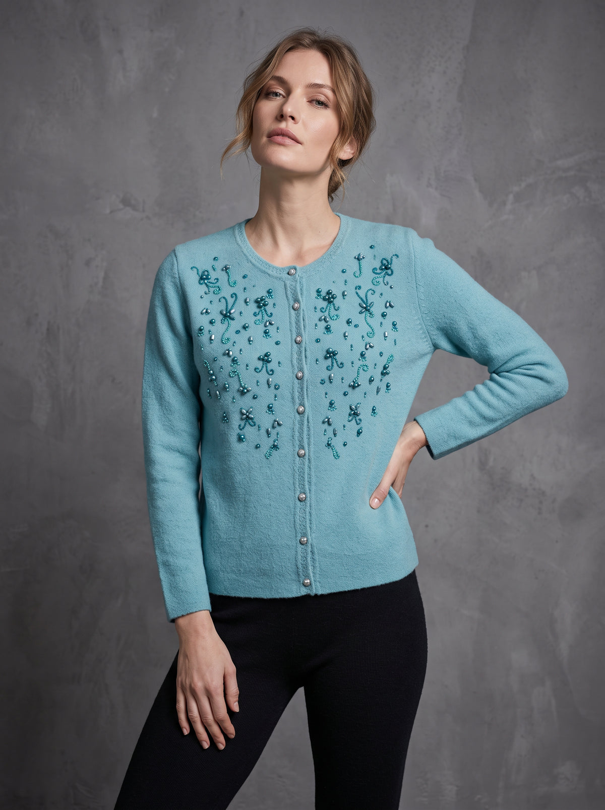 Aqua Pearl Cardigan