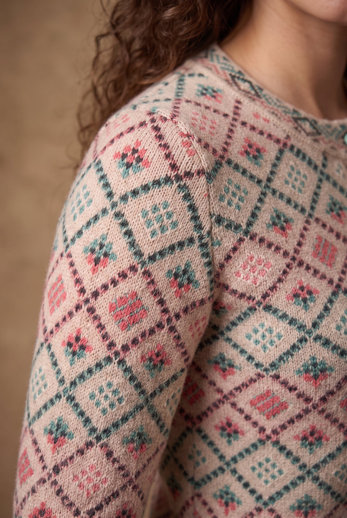 Lachi Women's Blush Diamond Lattice Knitted Cardigan